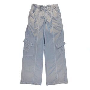 URBAN OUTFITTERS E-Girl Streetwear Y2K Nylon Low-Rise Cargo Pant Silver Wide Leg